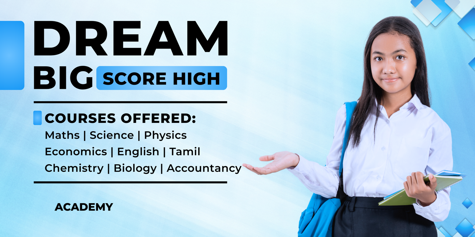 blue and white modern tuition centre banner